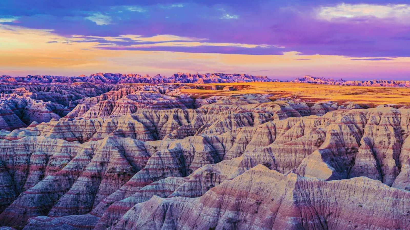 Scenic view of the Badlands, a favored spot for photographers capturing its unique geological formations.
